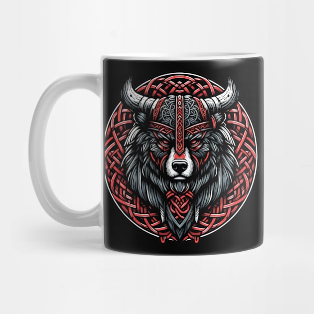 Red And Black Bear Berserker Norse Viking Warrior by TomFrontierArt